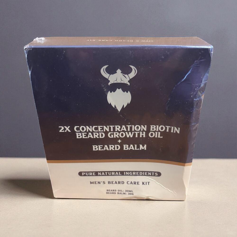 Mens‎ Beard Care Kit Biotin Beard Growth Oil Beard Balm Sandalwood Fragrance